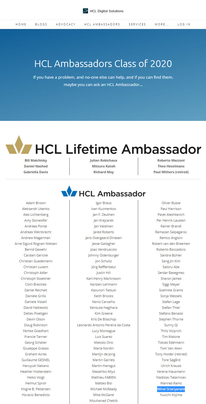 HCL AMBASSADORS CLASS OF 2020